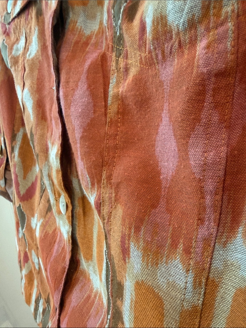 Ruby Rd. Rust Multi Ikat-Print Button Front Jacket - Picture 9 of 9